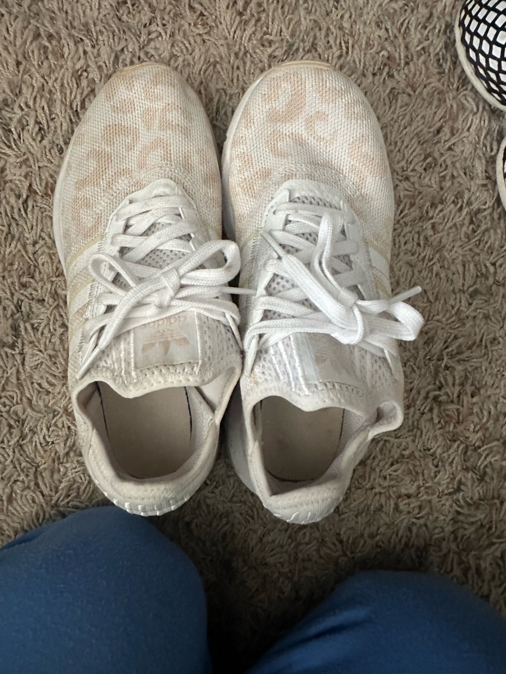 adidas White Sneakers with Light Beige leopard print